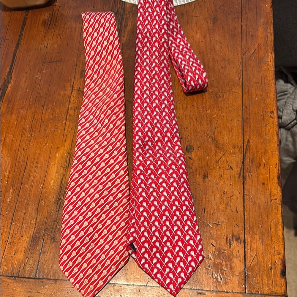 Vineyard vines silk, red lacrosse ties- pair